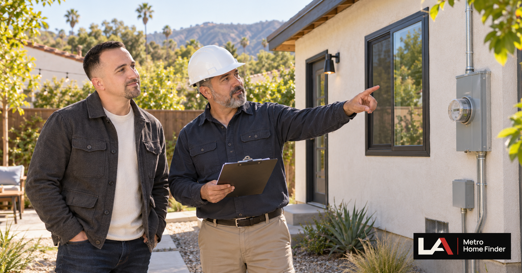 Justin Borges and a building professional inspecting an unpermitted Los Angeles ADU