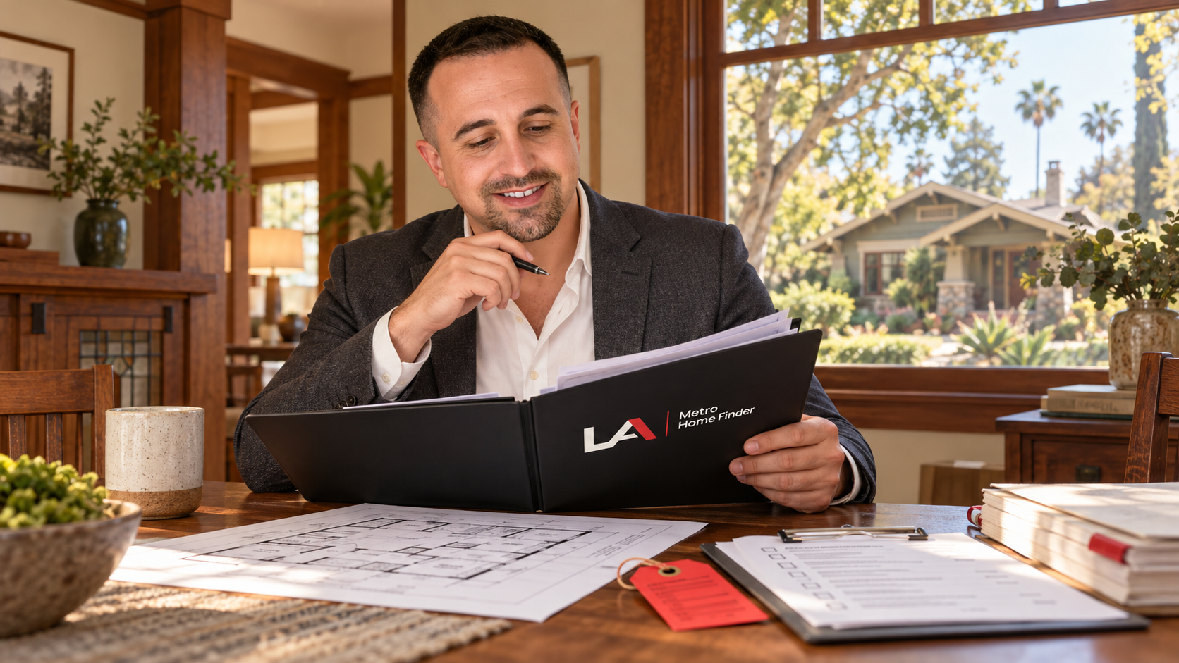 Justin Borges reviewing a Pasadena home closing, permit, and inspection file