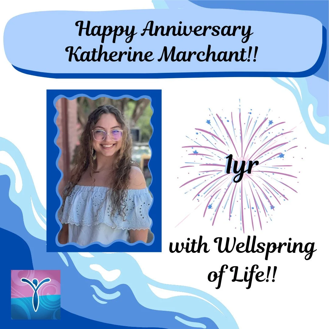 Happy Anniversary Katherine Marchant, MS, LPC-Associate &amp; Supervised by Christina Villarreal-Davis, Ph.D., LPC-S, RPT-S, NCC and Amy Hutchinson, MA, LPC-S, RPT-S! .
Thank you for being a part of Wellspring!! Here's to many more years of collabora