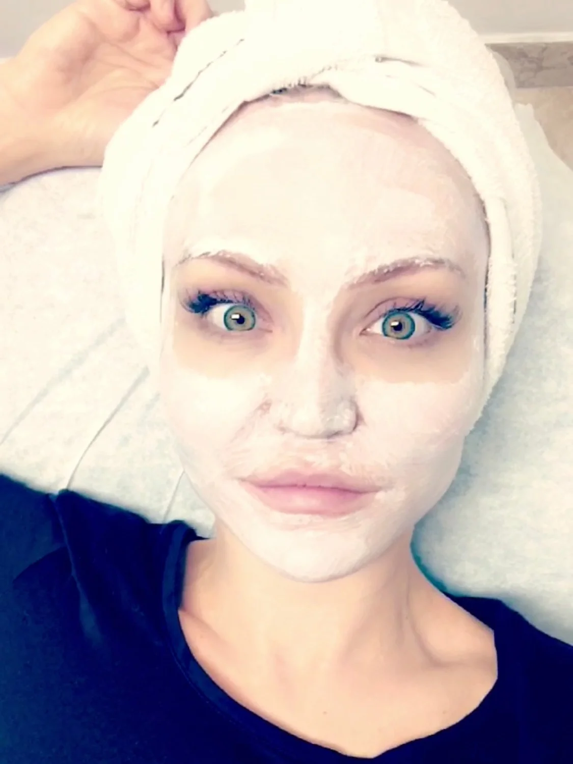 Getting my mask on at Visage Clinic.