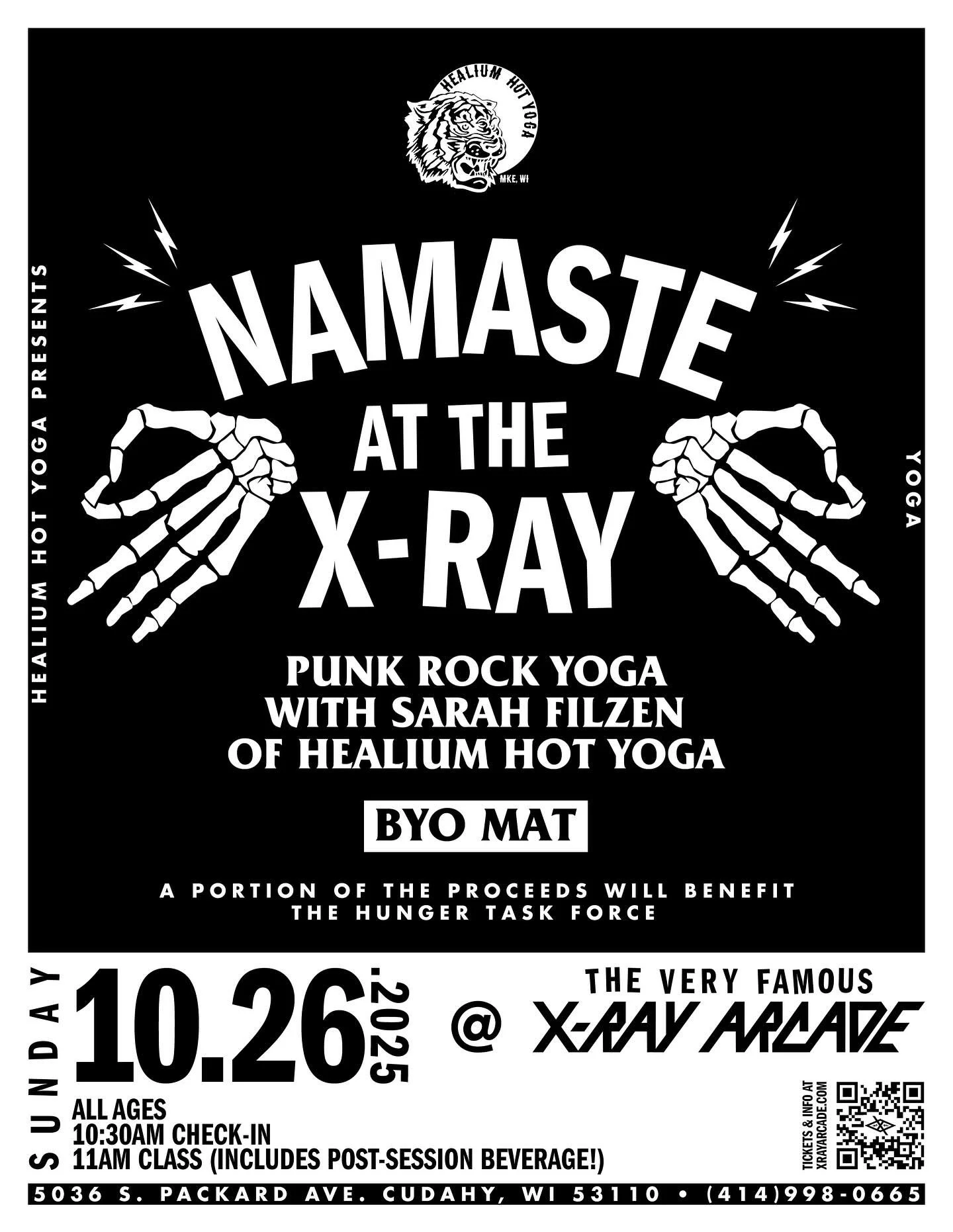 Join me this Sunday repping @healiumhotyoga at X-Ray Arcade in Cudahy for Punk Rock Yoga! Admission includes a drink ticket, one hour of gnarly snarly yoga and Halloween-inspired punk rock tunes. Bring your own mat!! 

Tickets available at @xrayarcad