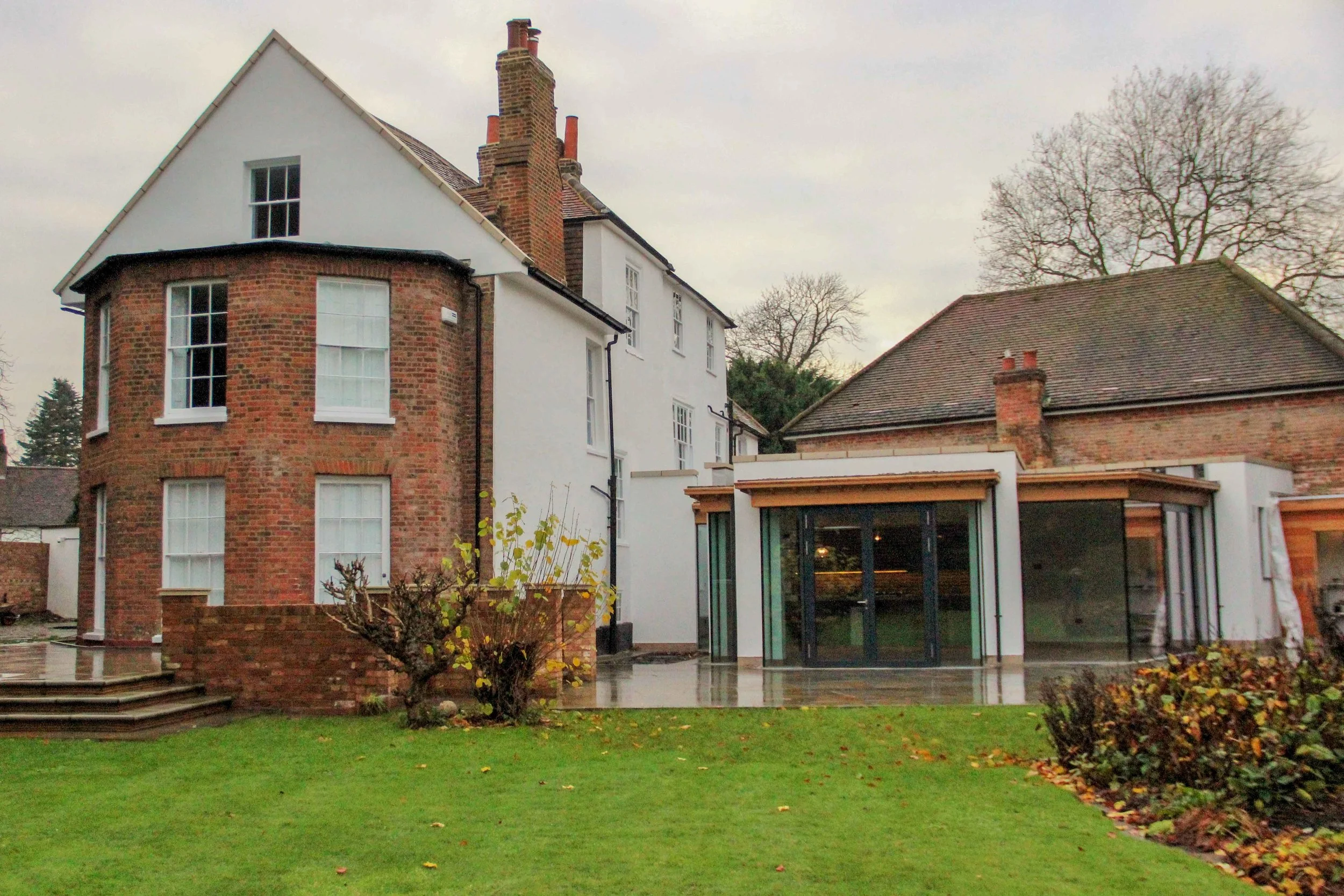 Rear elevation repaired and with structural glass extension