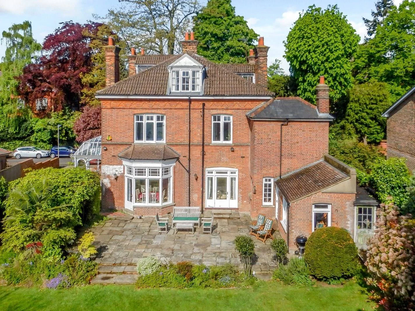 Rear elevation showing expanse of Stephen Hawking home alterations and repairs