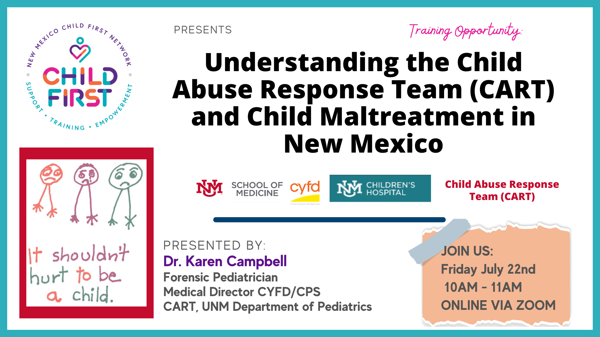 TRAINING: CART &amp; Child Maltreatment in NM with Dr. Karen Campbell