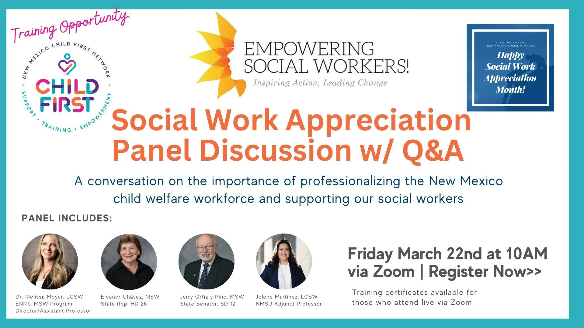 TRAINING/PANEL/ZOOM: Social Work Appreciation Month Panel Discussion w/ Q&amp;A