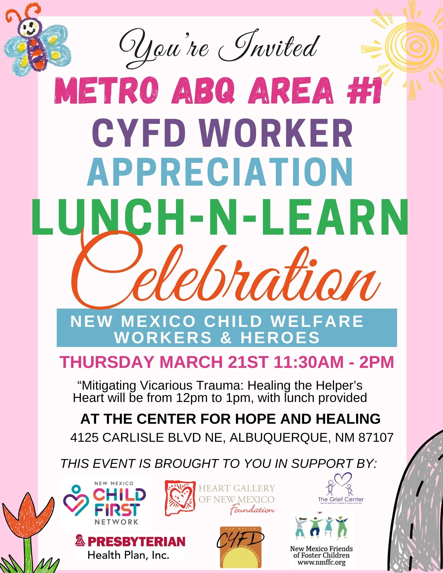 You’re Invited: 2 ABQ-Metro Area CYFD Worker Appreciation Lunch-N-Learns