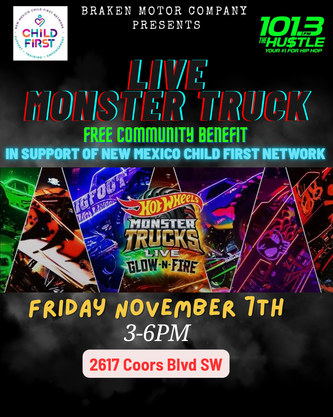 Hot Wheels Monster Truck Glow Party Tickets for Foster Families!