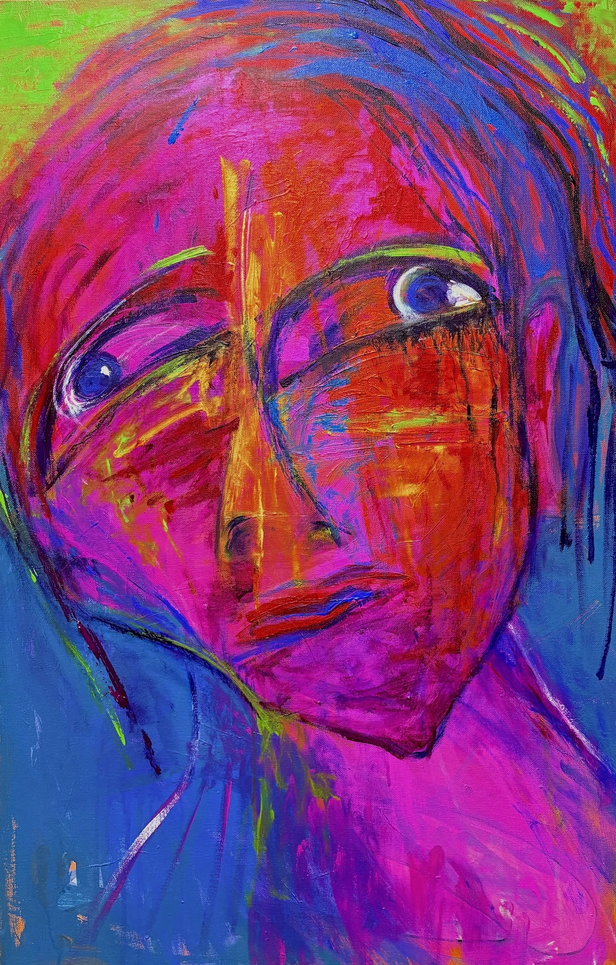 Acrylic, oil sticks on canvas
