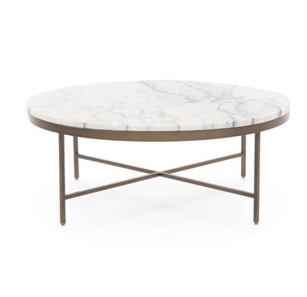 Vienna Large Round Tail Table Brass, Large Round White Top Coffee Table