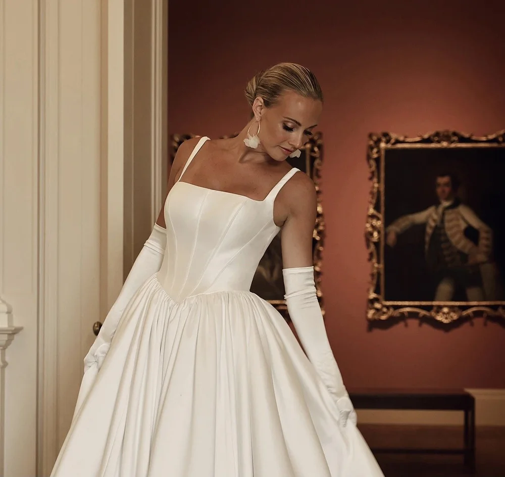 bridal dress shows One Shoulder A-Line Wedding Dress with Beading & Slit - Satin Bridal Gown main image 0