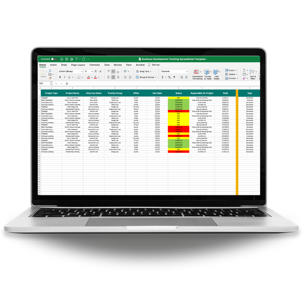 FREE Business Development Tracking Spreadsheet — Society 54