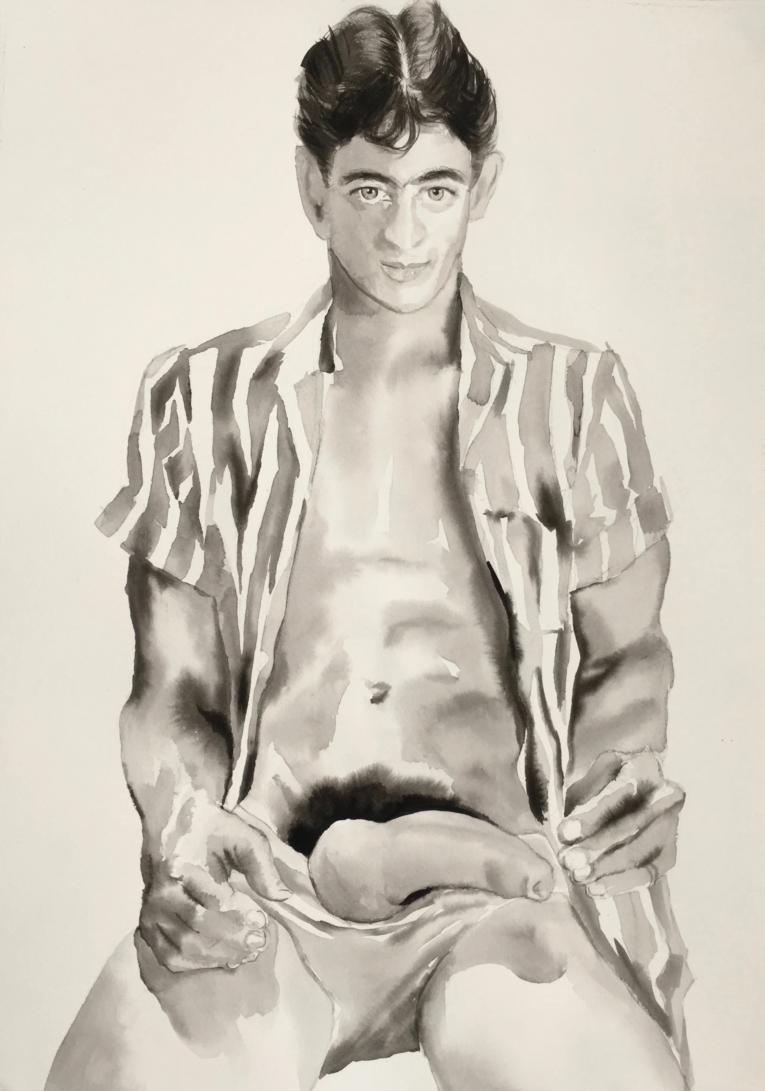 "Mike Torres," by Boris Torres; ink on paper, 18x24 inches.