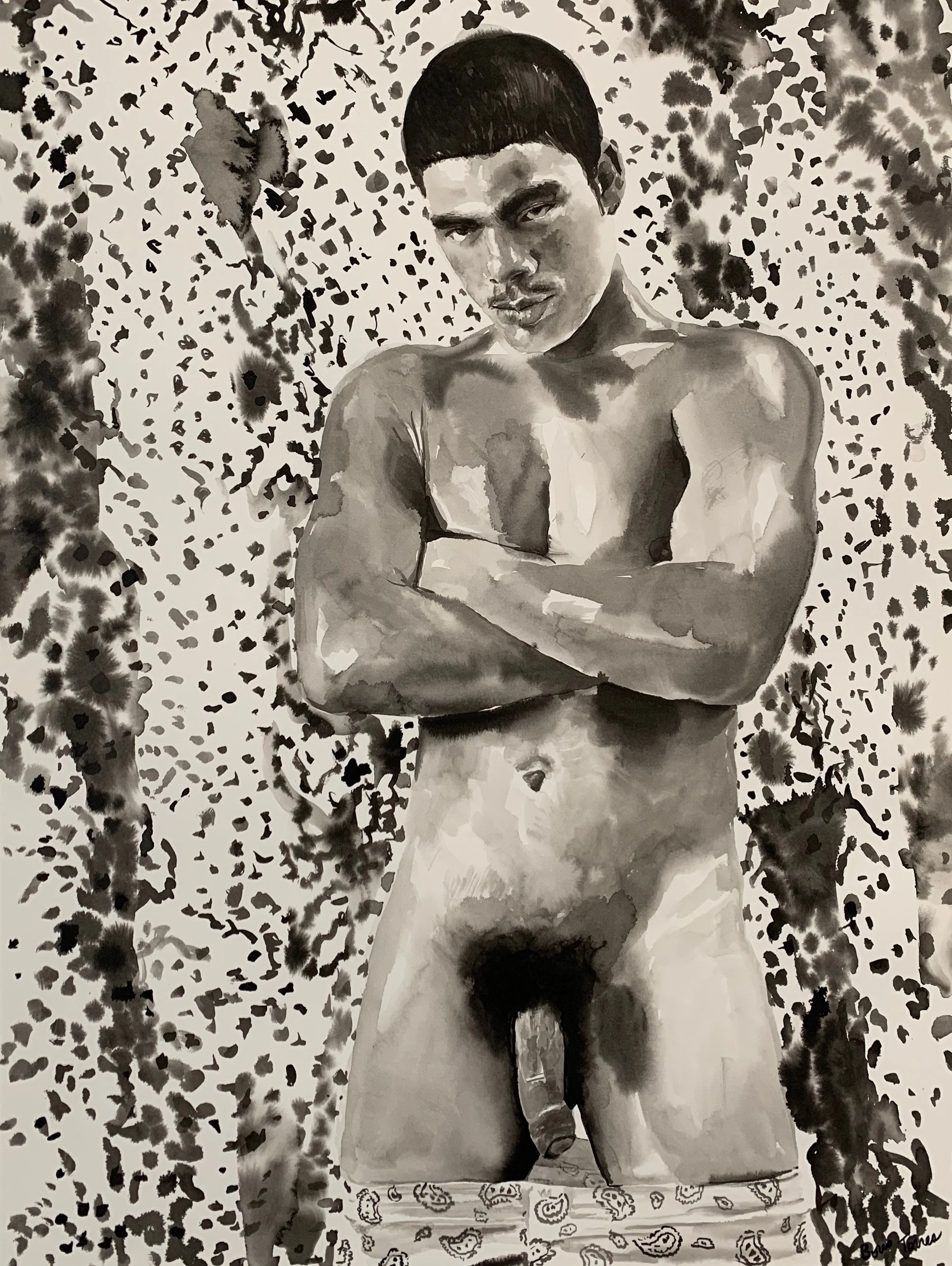 “Flex,” by Boris Torres; ink on paper, 18x24 inches, 2018.