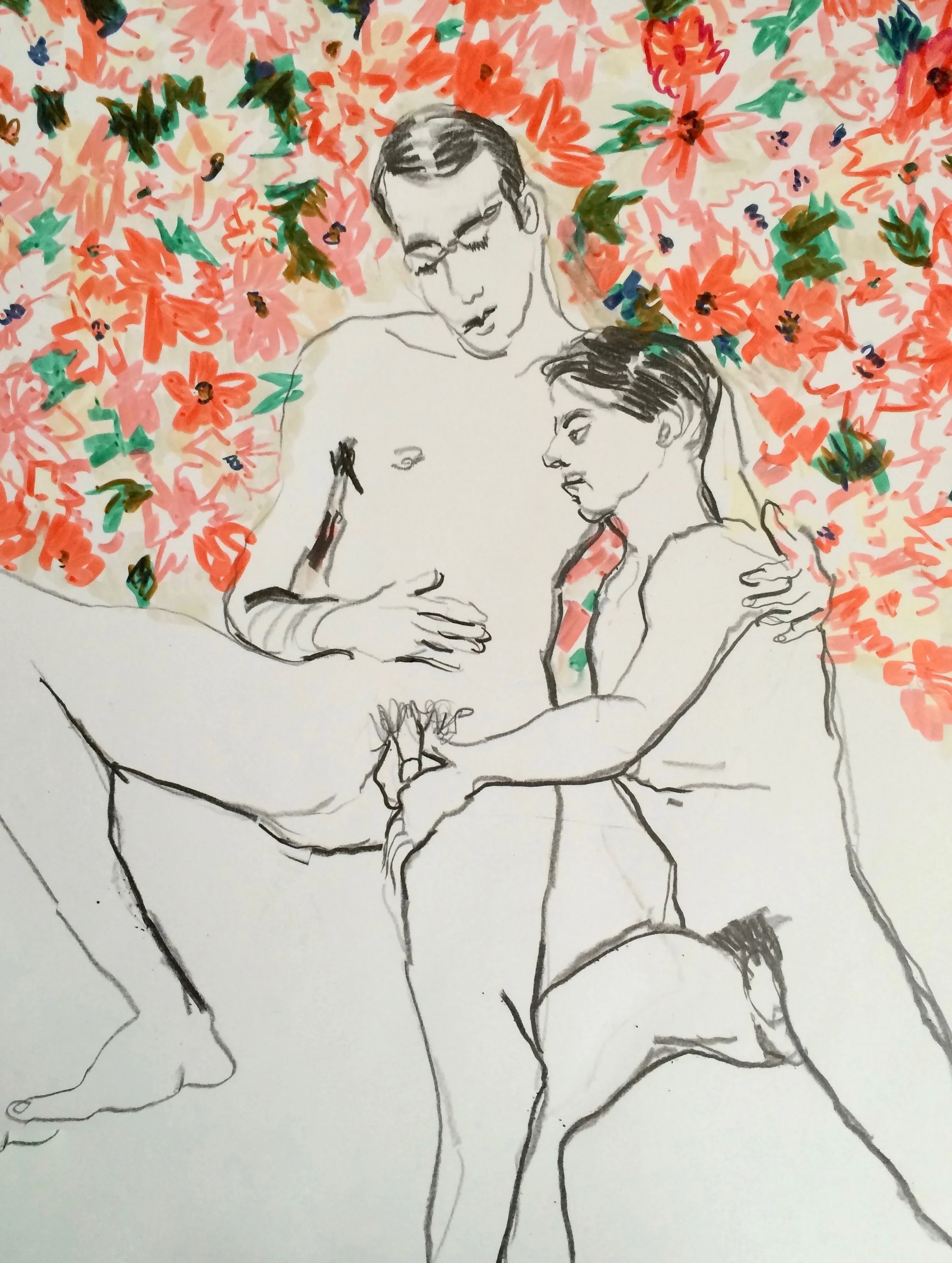 “Wall flowers,” by Boris Torres; 10x14 inches, pencil and marker on paper, 2014.