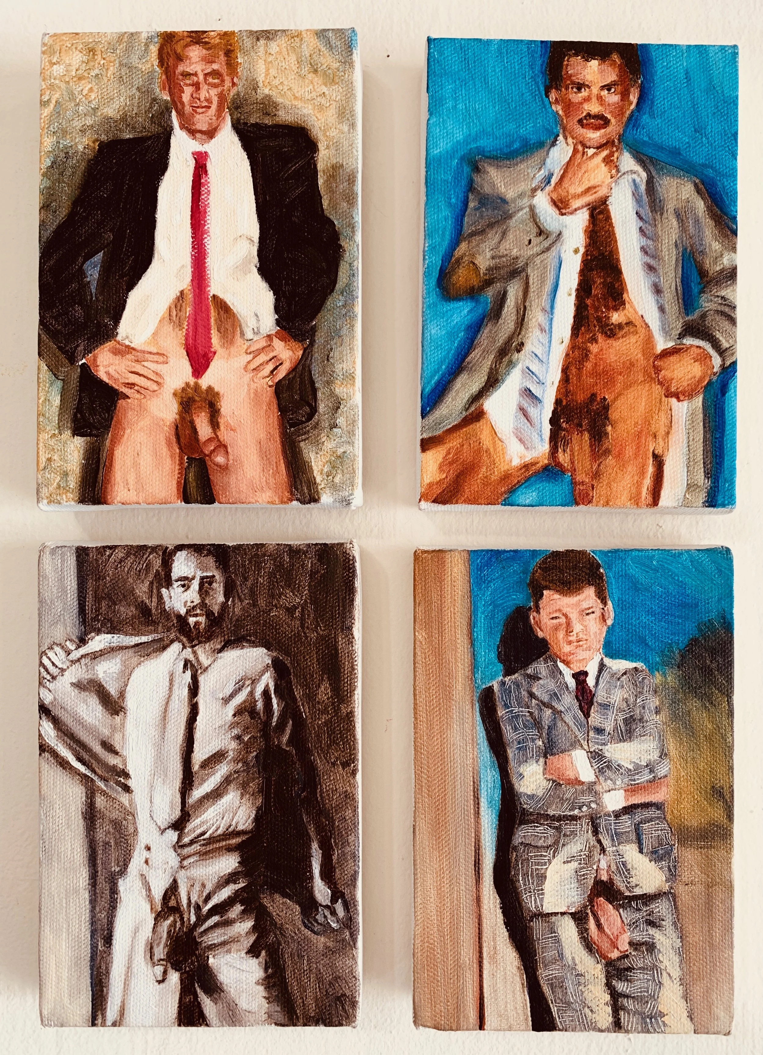 Set of 4, 4x6 inch oil on canvas paintings; by Boris Torres, 2011.