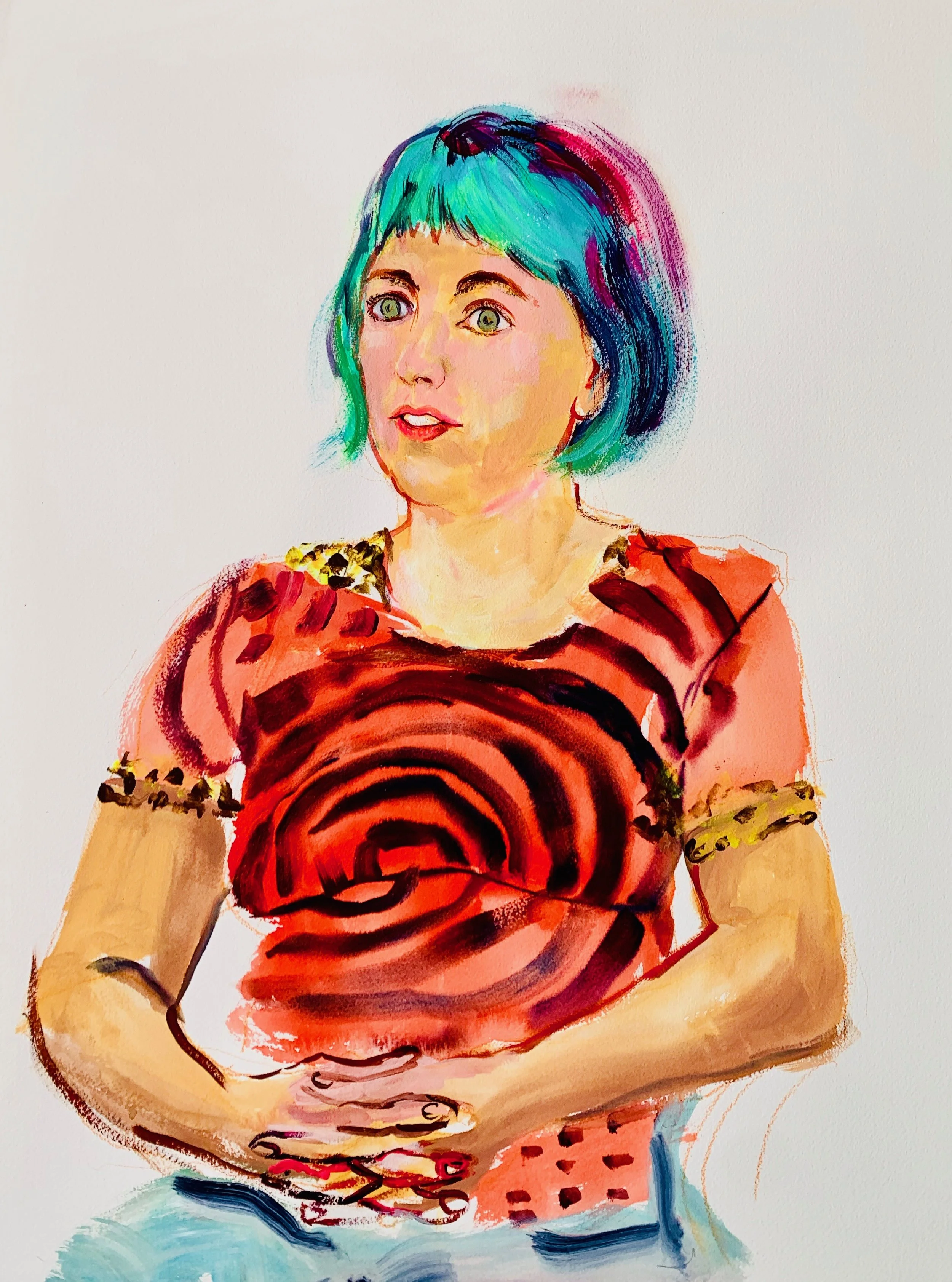 “Portrait of Liz,” by Boris Torres; acrylic on paper, 18x24 inches, 2018.