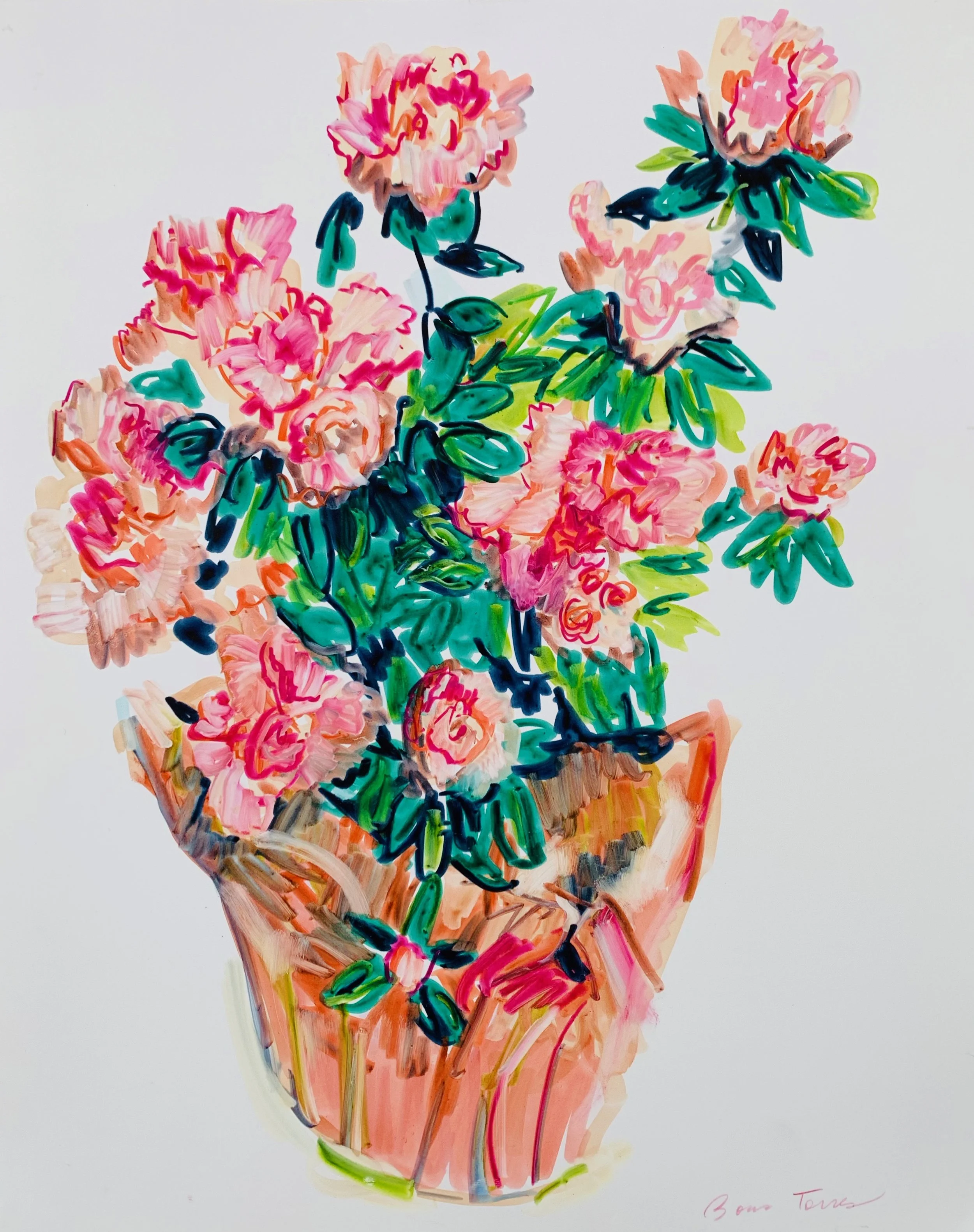"Theo's flowers," by Boris Torres; marker on paper, 10x14 inches, 2015.