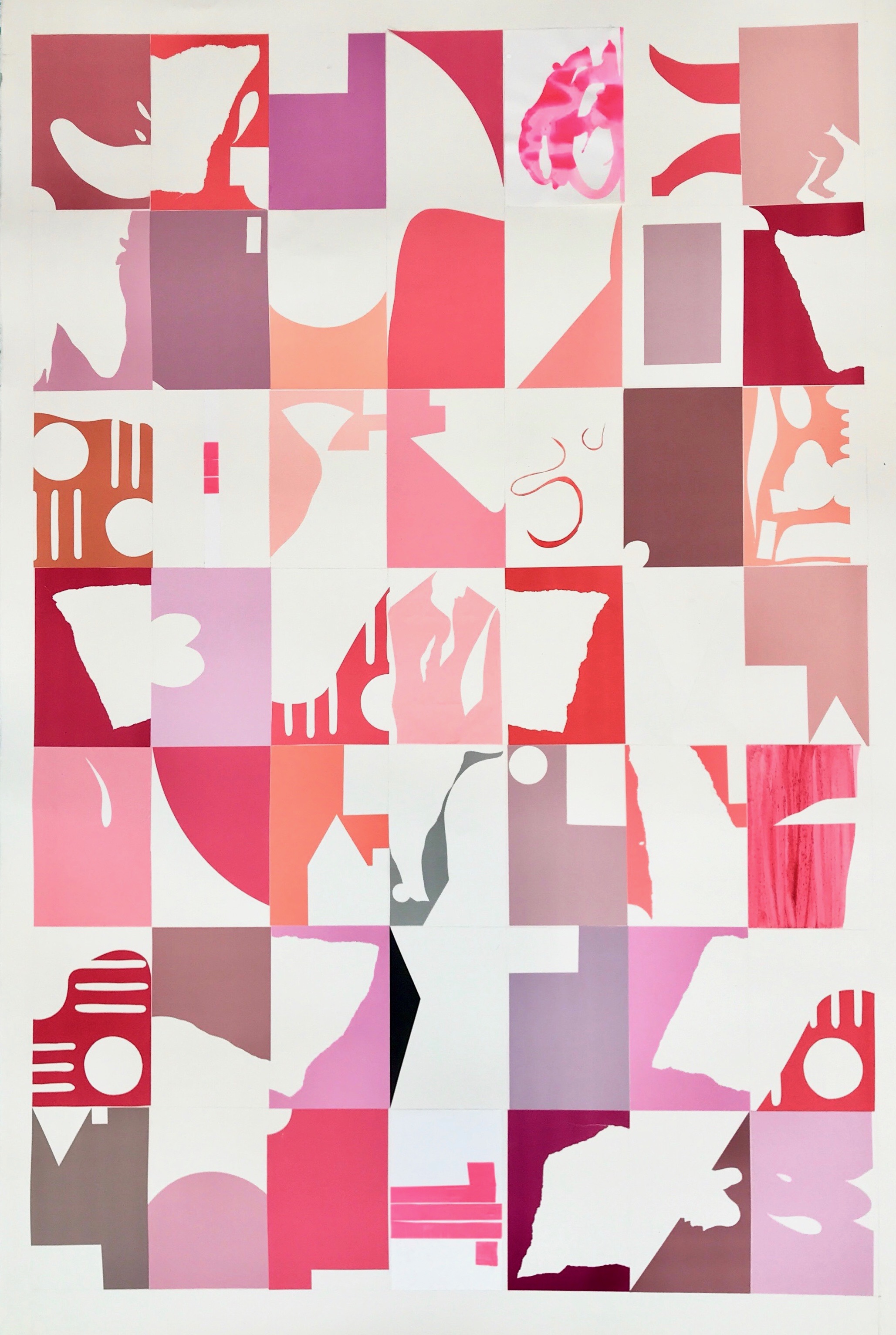 “Reflections,” by Boris Torres; collage, 72x46 inches, 2017.