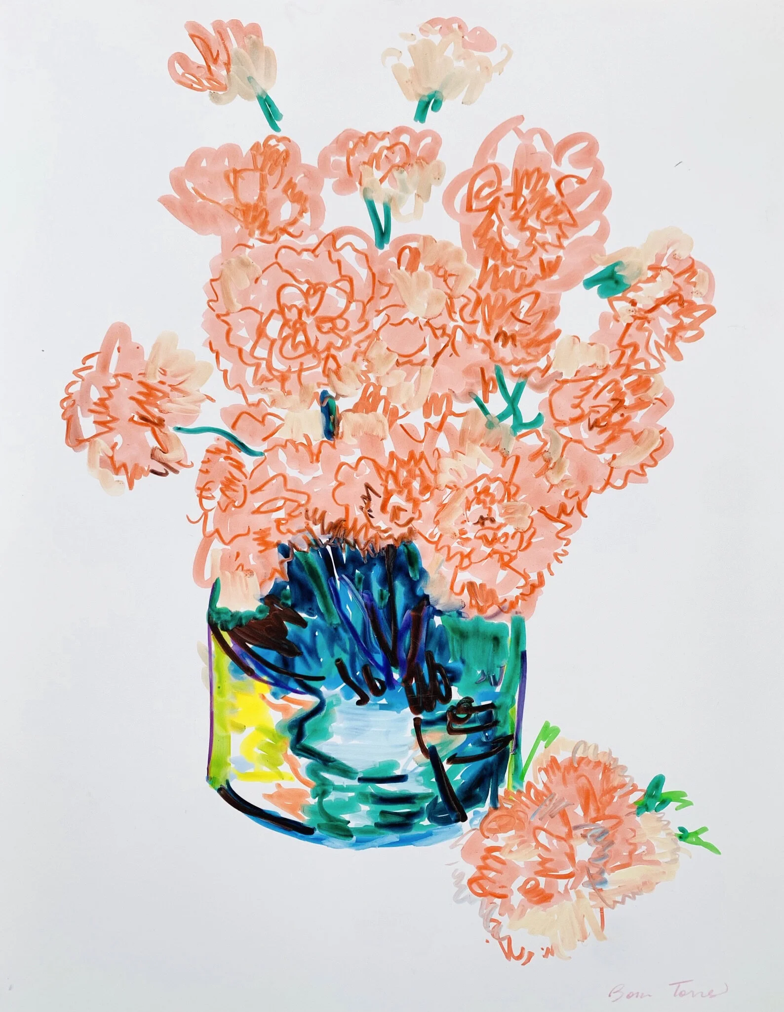 "Richard's flowers," by Boris Torres; marker on paper, 10x14 inches, 2015