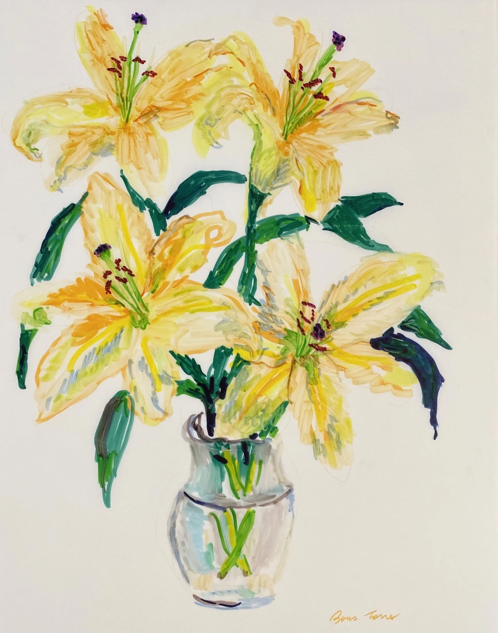 "Joe's lilies," by Boris Torres; marker on paper, 10x14 inches, 2018