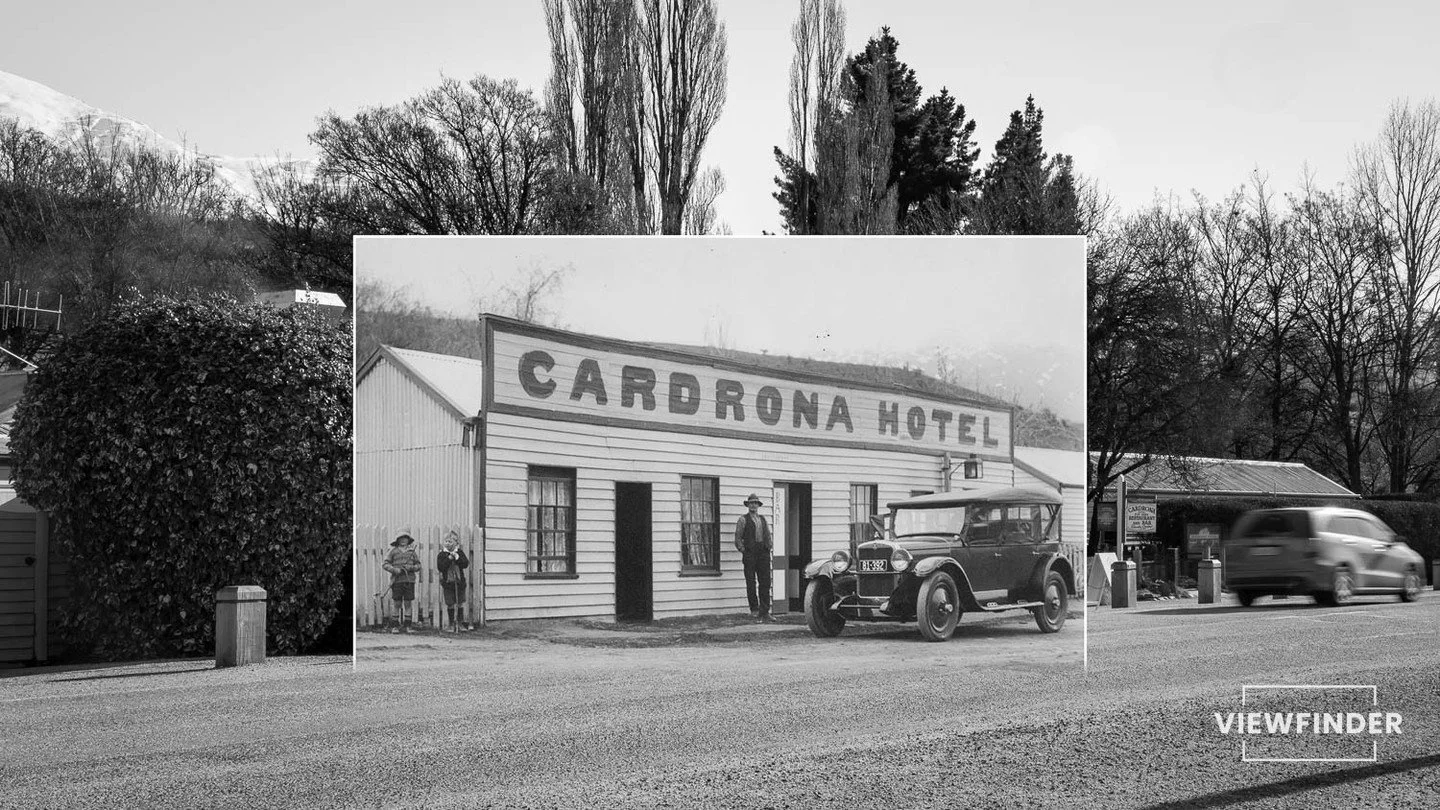 Cardrona Hotel, c. 1910-1930⁠
⁠
A motorcar parked outside the @cardronahotel with an unknown man and two boys (Leslie Galvin and Harry Miller). Photographed by Edward Phillips (1882-1966), a prominent photographer who worked across Otago and Southlan