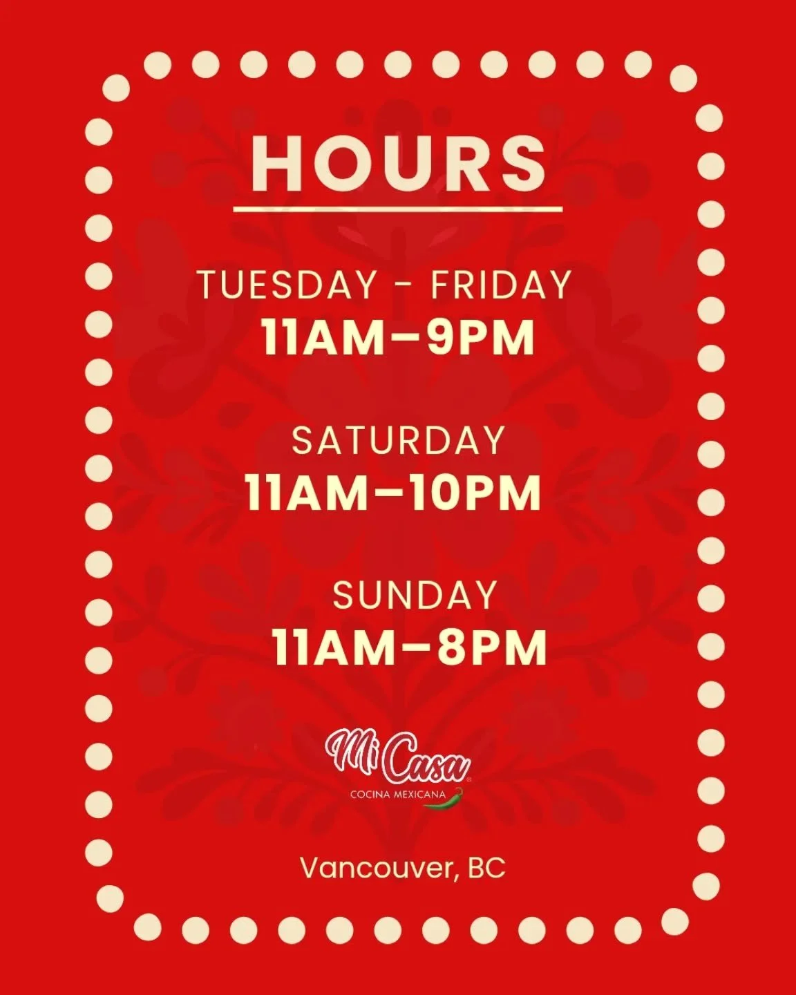 We look forward to welcoming you 🌮