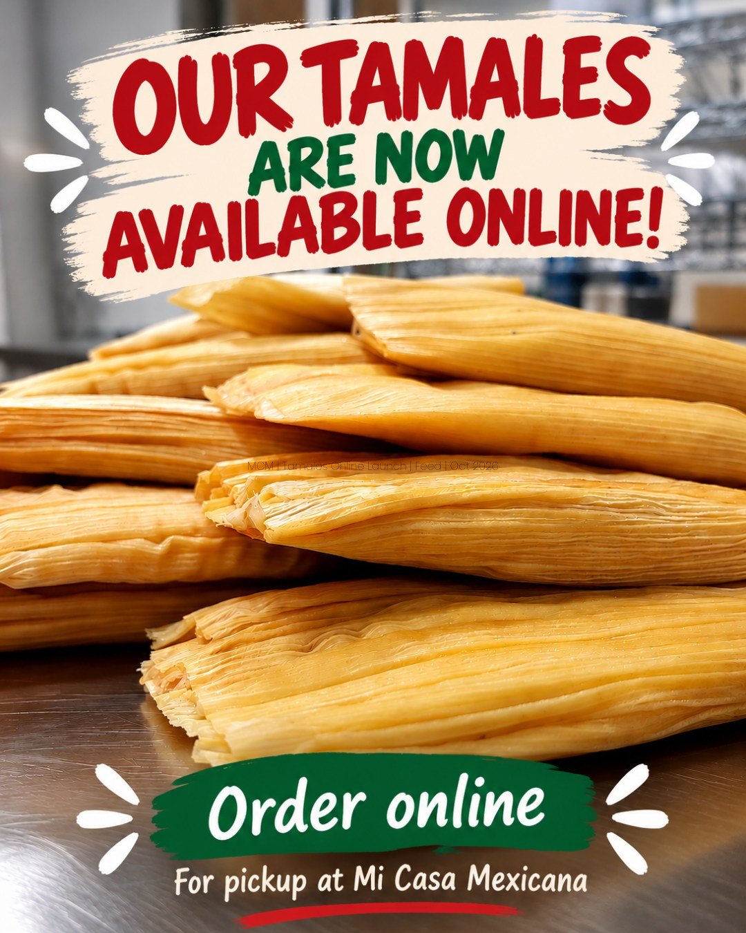 🫔 OUR TAMALES ARE NOW AVAILABLE ONLINE!

Our handmade Mexican tamales are now available to order directly through our website!

Choose from:
🫔 Traditional Tamales
🌶️ Tamales con Salsa
🎉 Tamales Bar
🍓 Tamales Dulces

Available in packs of 6 or 12