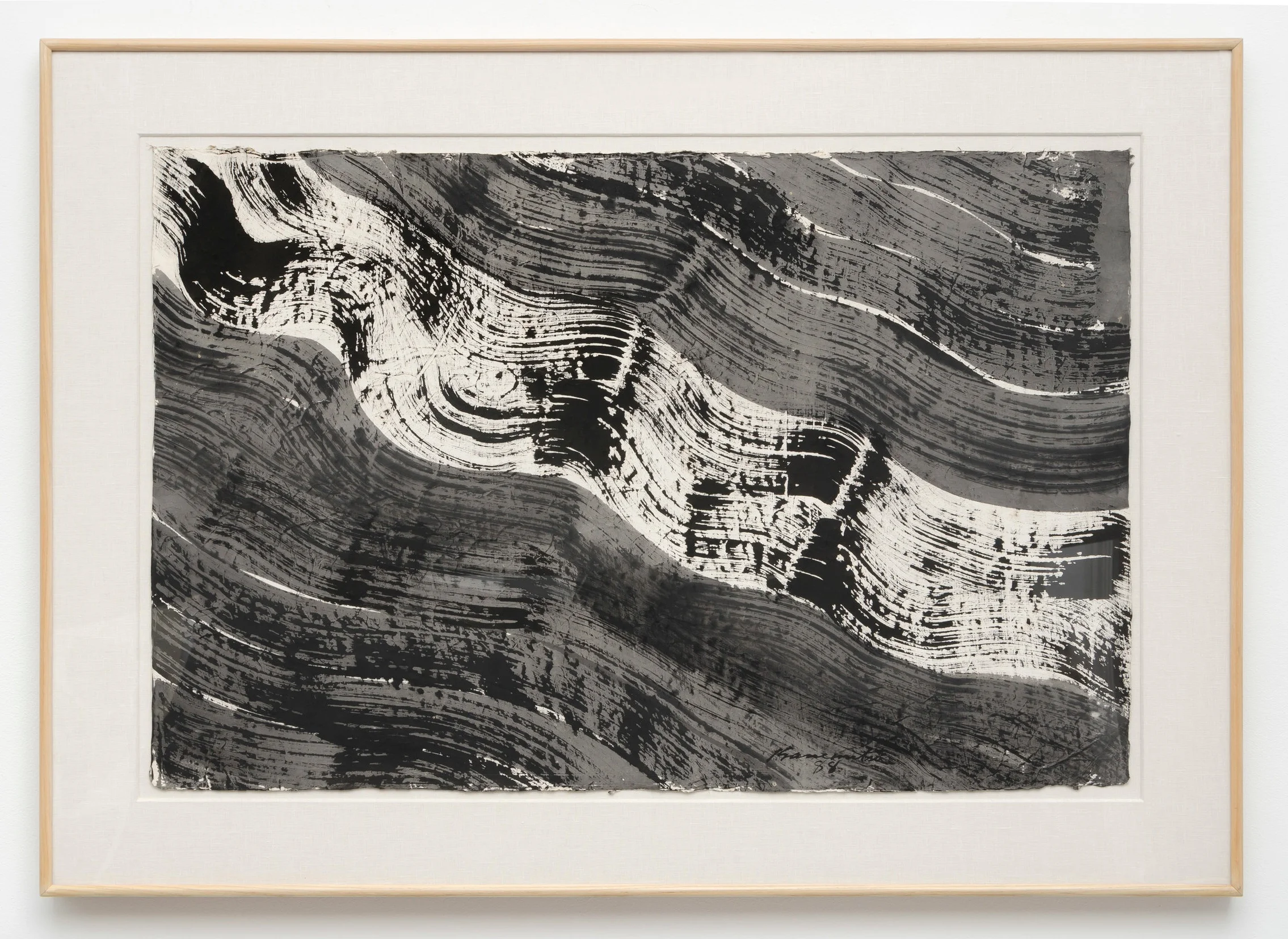 Nagare #5 1988 sumi on handmade Japanese paper 33.5 x 46.5 inches, 85.1 x 118.1 centimeters