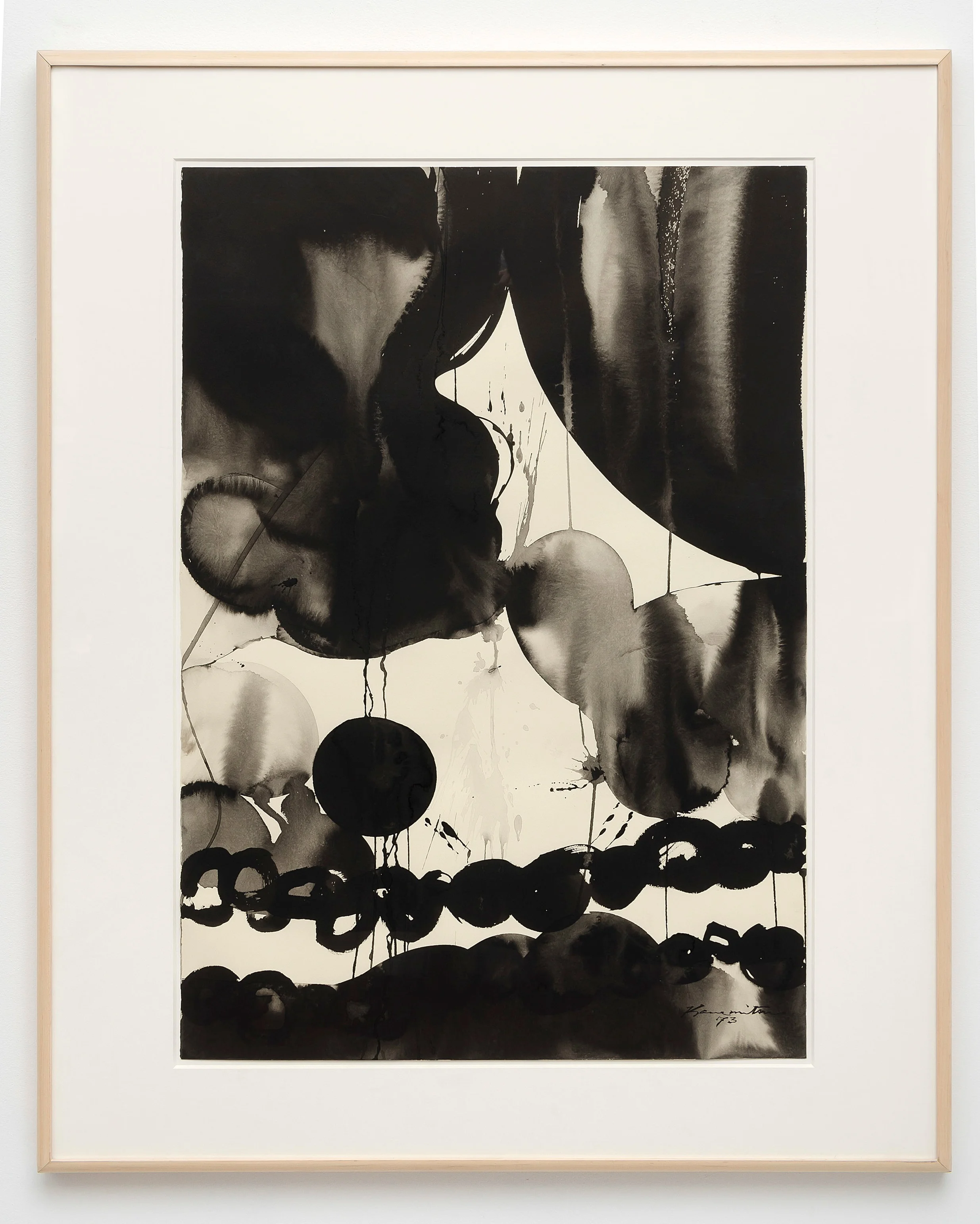 7-28 1973 sumi ink on paper 49.5 x 40 inches, 215.7 x 101.6 centimeters