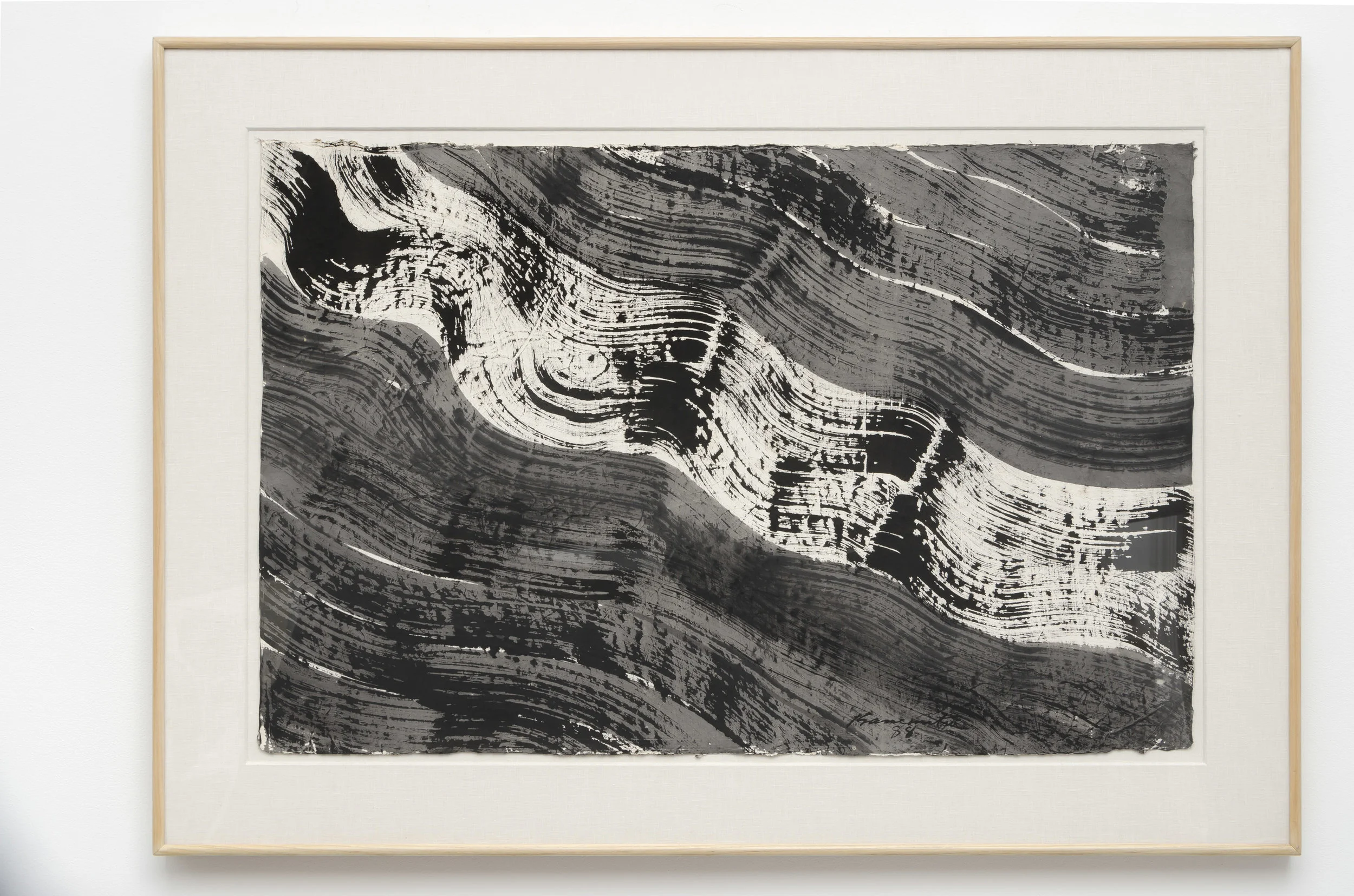 Nagare #5 , 1988 sumi on handmade Japanese paper 33.5 x 46.5 inches; 85.1 x 118.1 centimeters