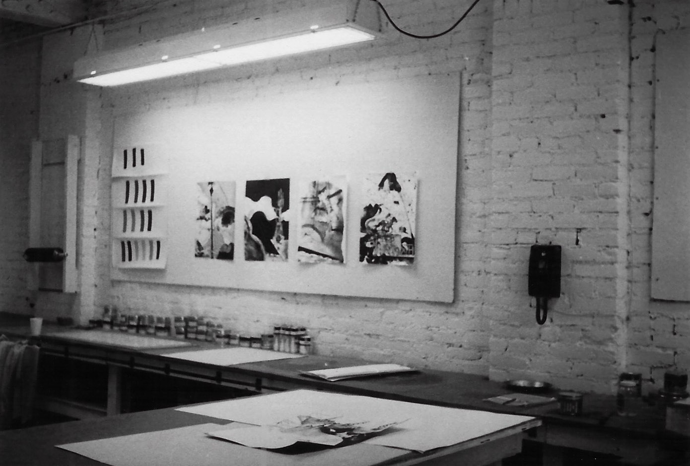  Tamarind Press Lithography Workshop circa 1970. Prints on the wall are from the “Illustrations of Southern California” suite. 