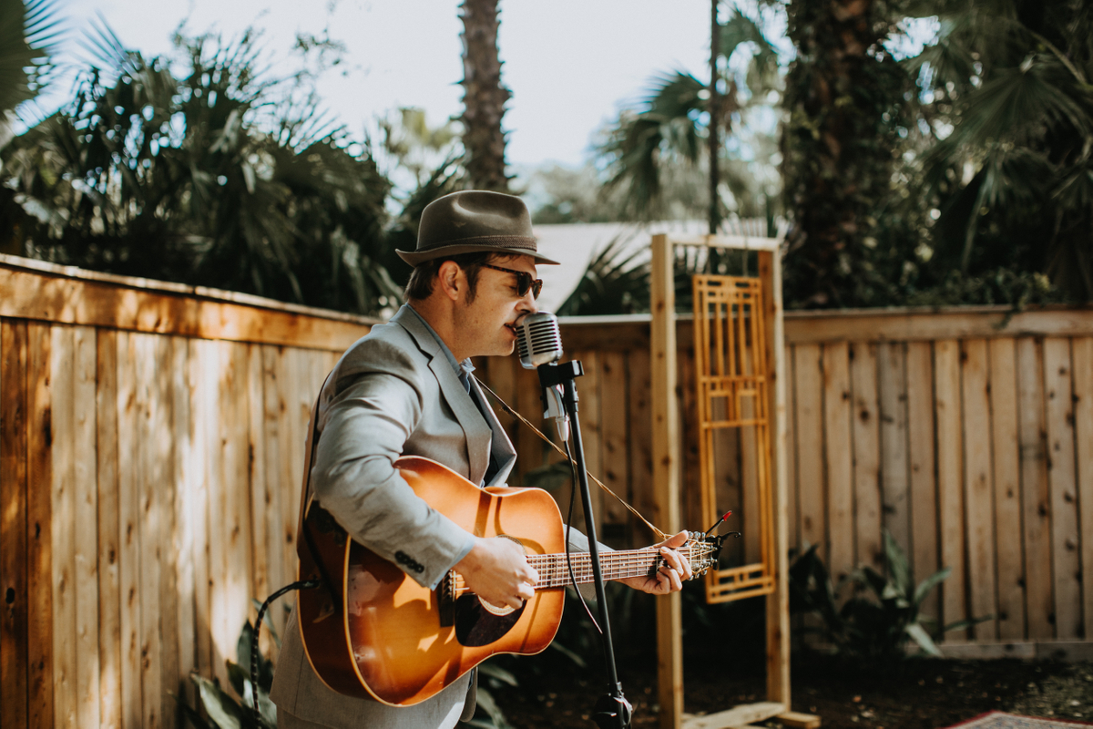  Wedding Backdrop (photo by Leah Muse)  Ben Ballinger of Austin Texas on Guitar 