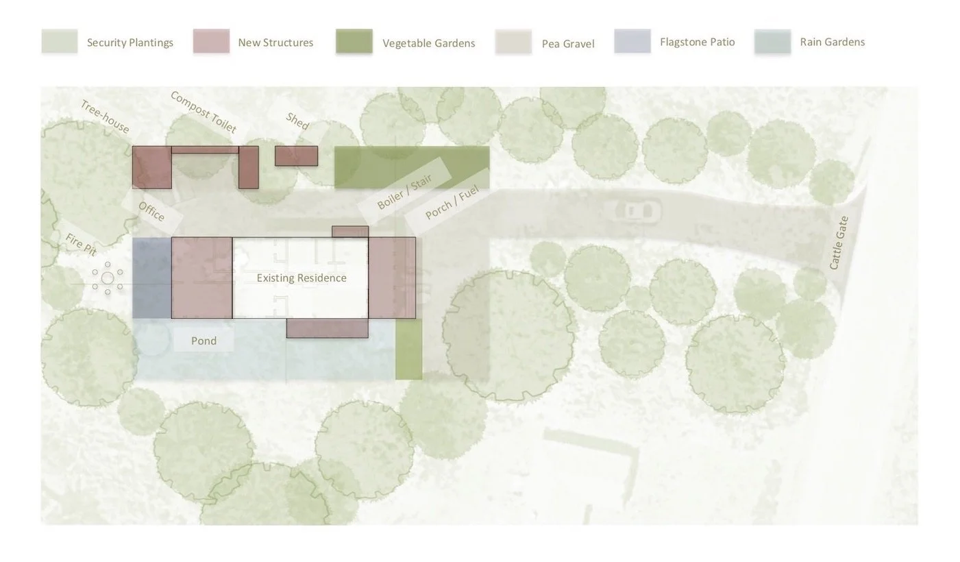 Landscape Design Implementing systems of Permaculture, a design process based in ecology, Marc and Michael sought to minimize waste, reduce labor and energy input, incorporate principles of agroecology, handcraft, locally sourced natural material