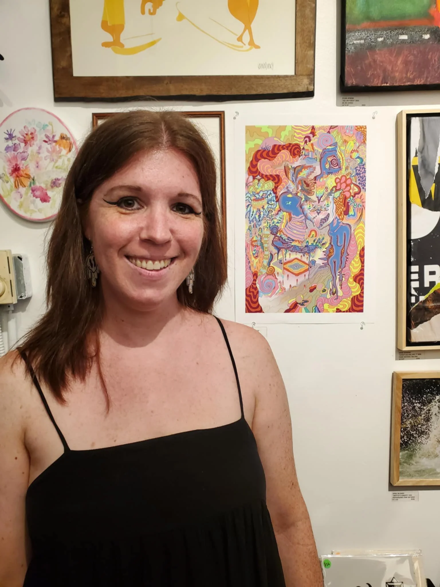 The artist at OUR HOUSE / YOUR WORLD opening, House of Waves, Newport, RI