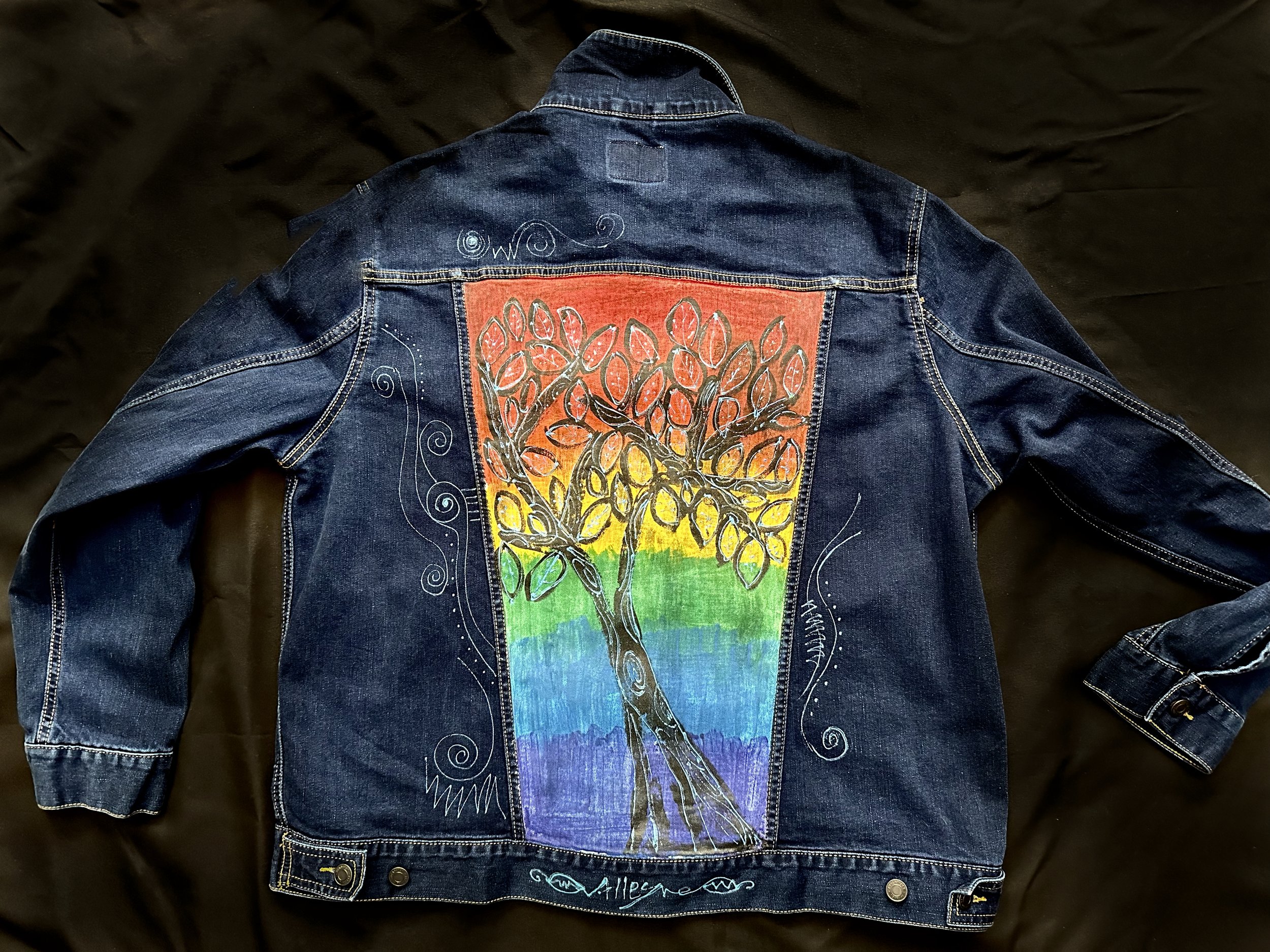 'Rainbow Tree' Blue Denim Jacket