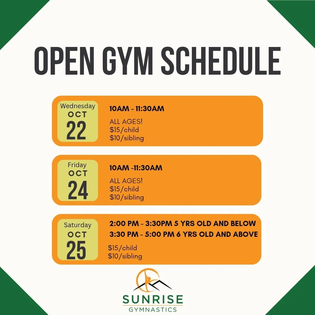 It's expected to be a soggy week this week so why not swing by for open gym?