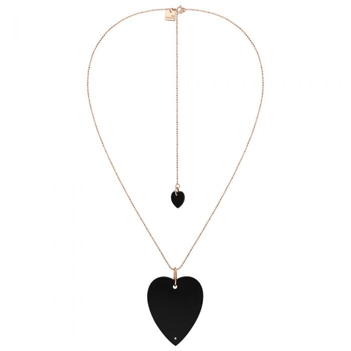 Angele Jumbo Onyx Heart on Chain