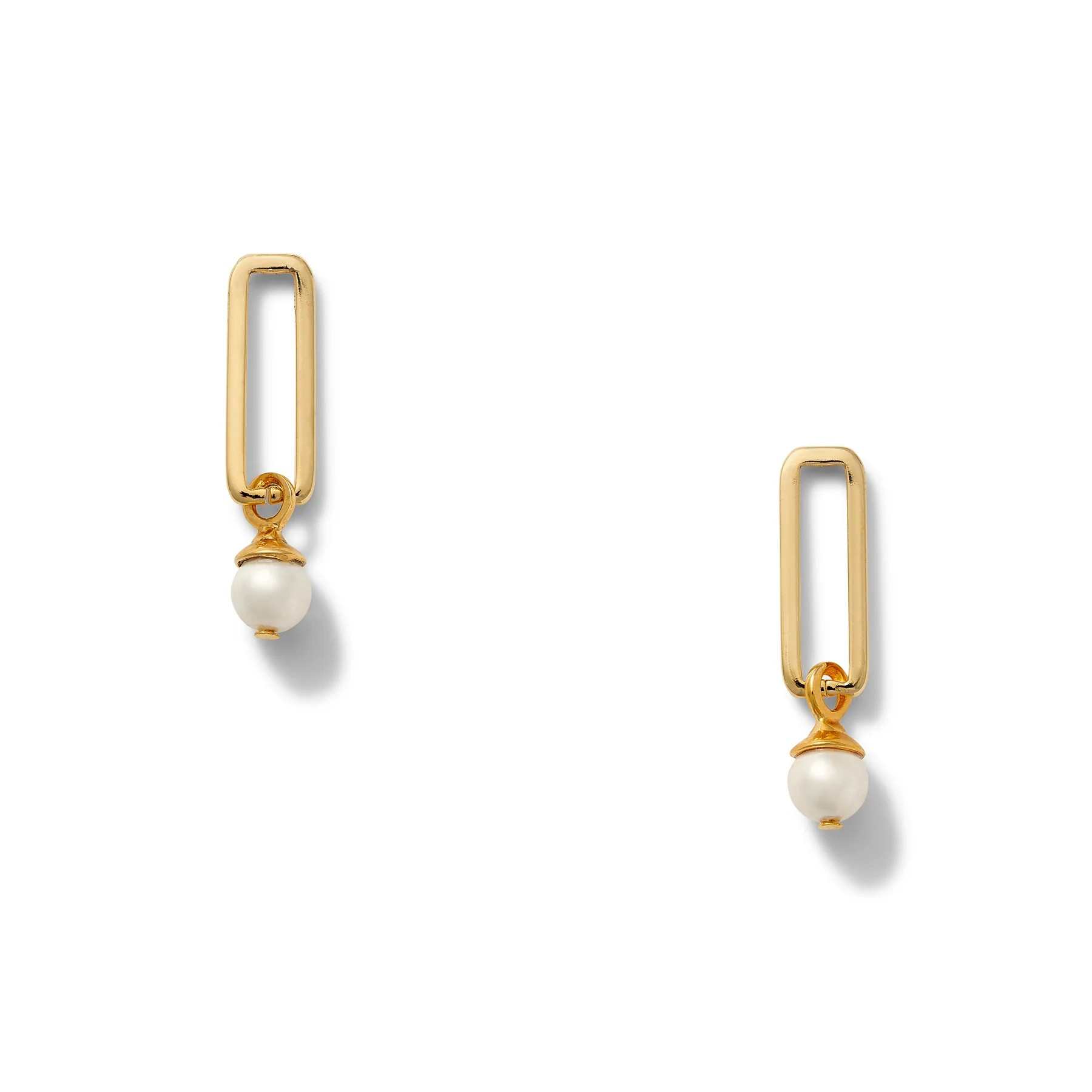 Boxy Pearl Link Earrings