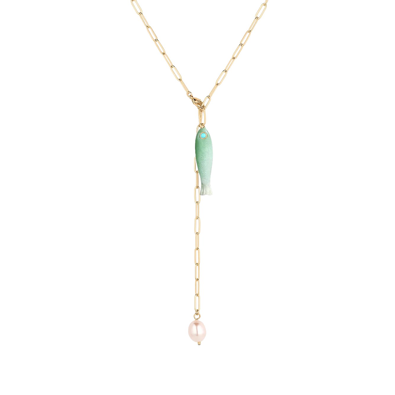 Mother of Pearl and Fish Charm Necklace