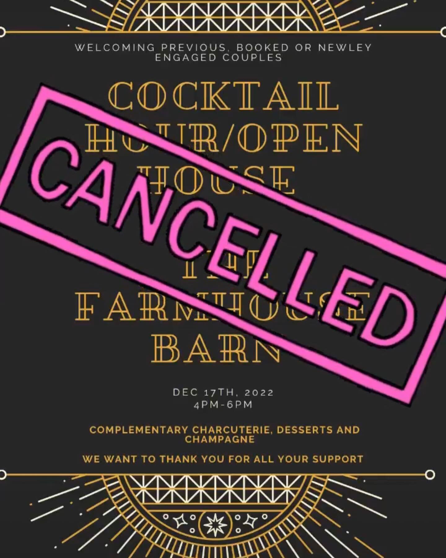 We have along with the others who were joining us for the Holiday Open House, have made the difficult decision to cancel tomorrow&rsquo;s event due to the storm that continues to rage on in our area.

We apologize for the inconvenience.&nbsp; If you 