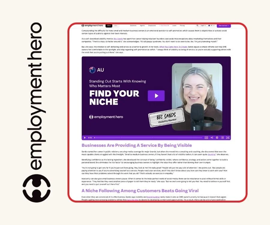 Image of Bec Sands media coverage in Employment Hero