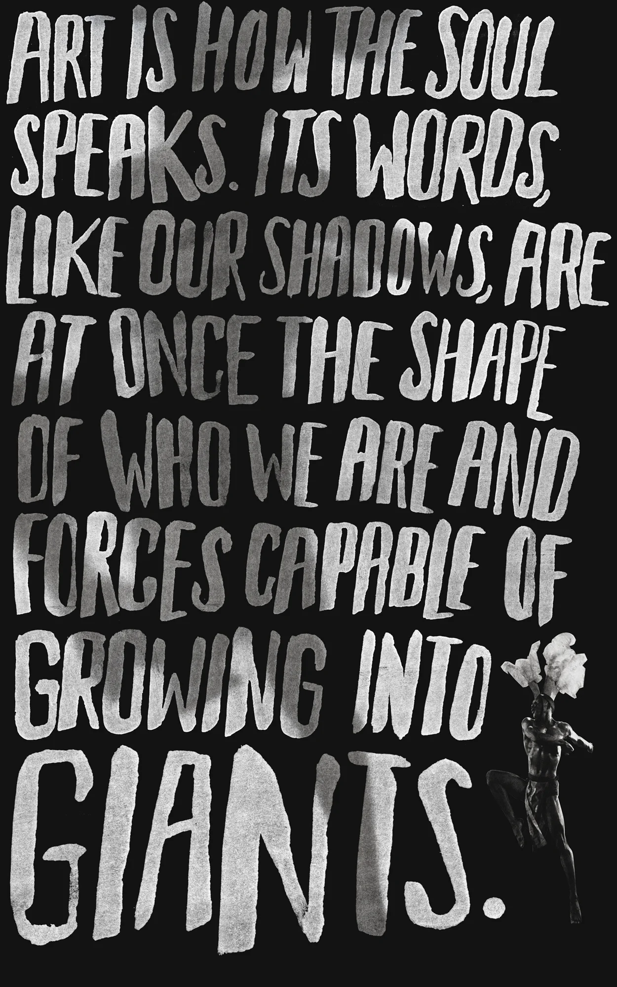  Poster relating the artist's work to the artist's shadow. 