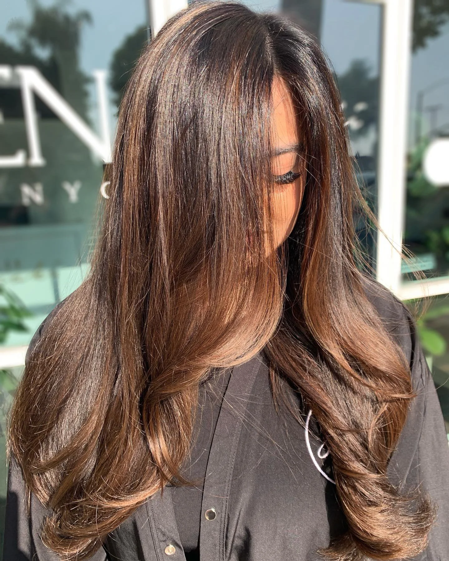 Brunette, Latina, dark hair specialist, Olaplex, glam by Ingrid , glambyingrid, Glamsquad, Moroccan oil, modern high list, root shadow