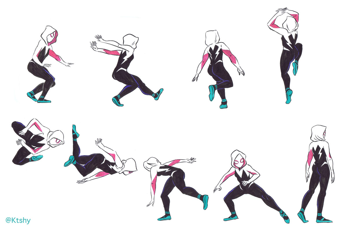  Spider-Gwen referencing poses from  bodiesinmotion.photo  