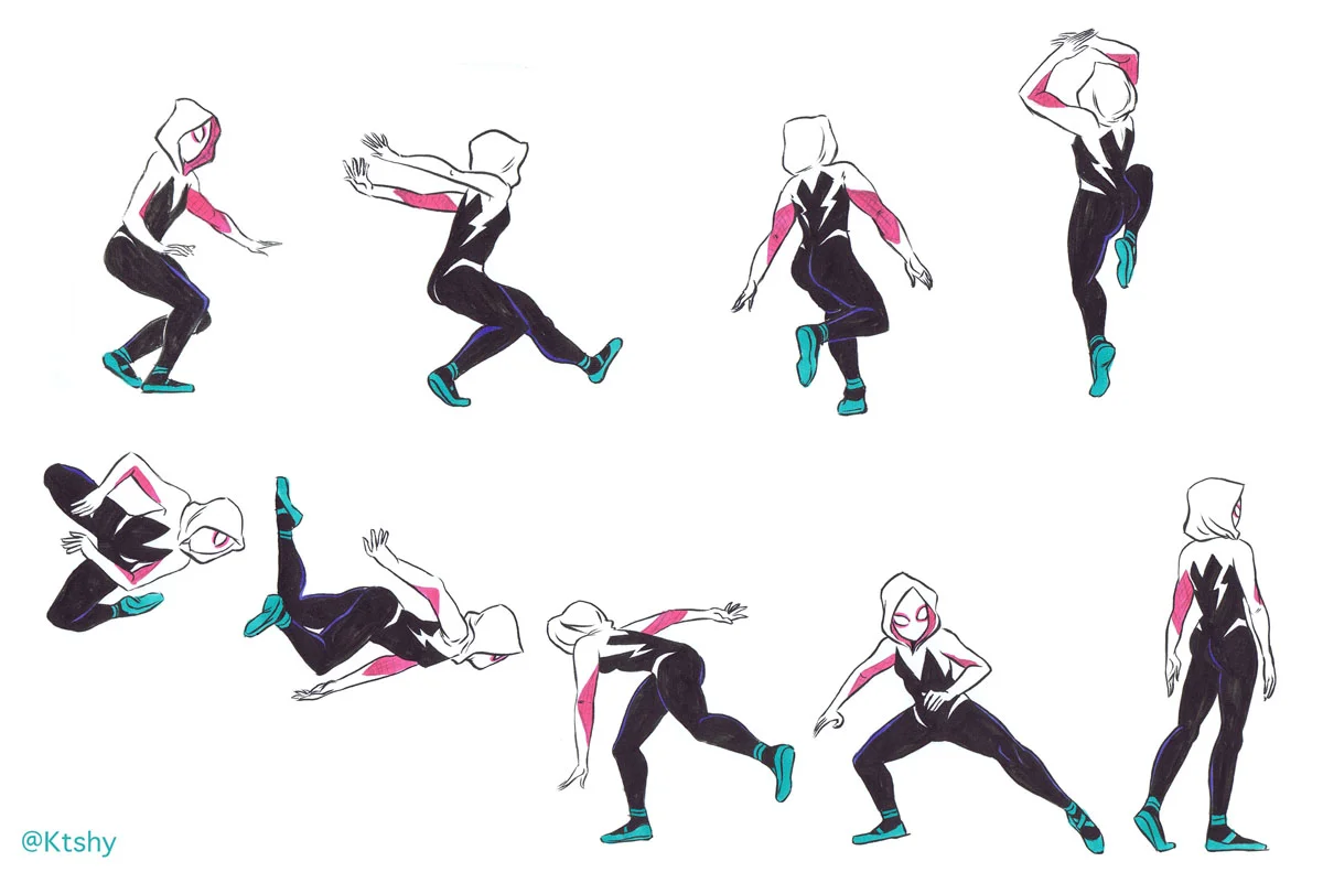 Spider-Gwen referencing poses from bodiesinmotion.photo
