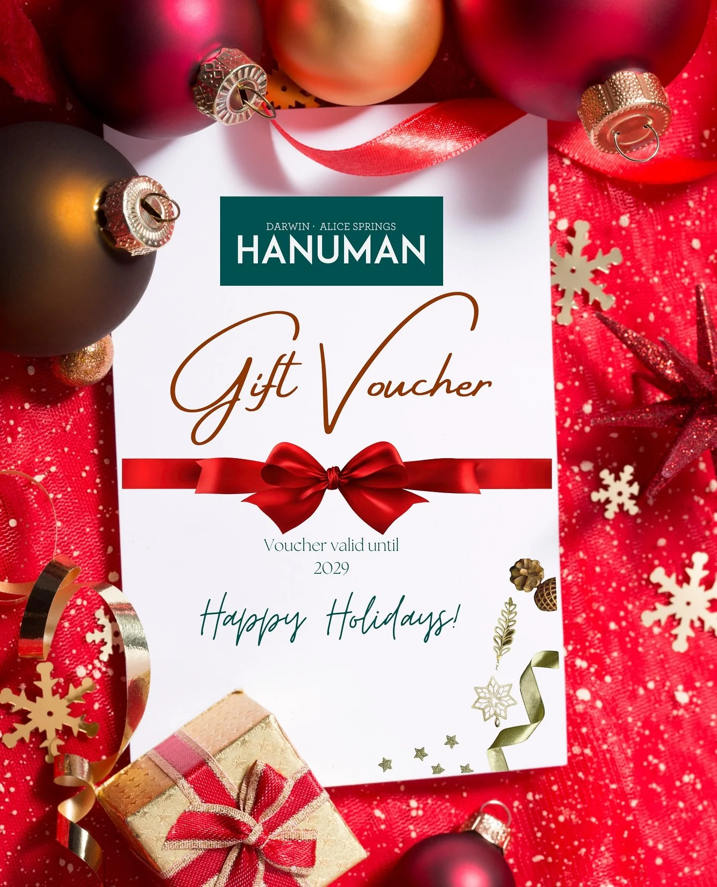 Thinking  for a refined last minute gift this holiday season?  Hanuman E-Gift Voucher offers a memorable dining experience, delivered instantly! 🎁🎅

Visit our website to purchase  at www.hanuman.com.au