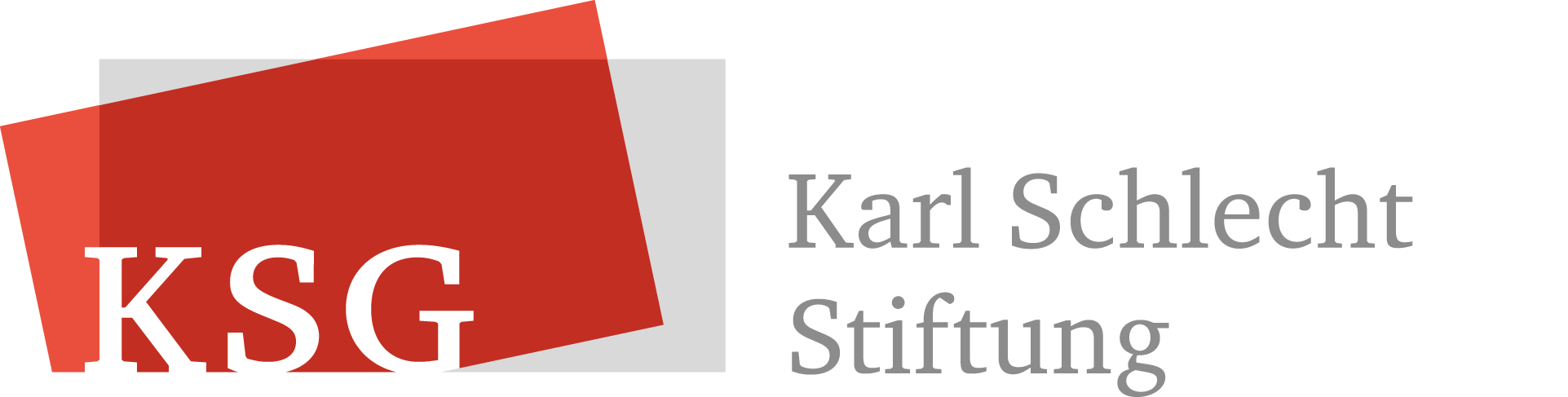 Logo der Karl Schlecht Stiftung mit rot-weißer Gestaltung und schwarzem Text.