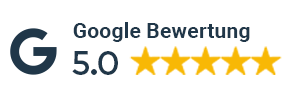 Google Bewertung mit 5 Sternen und einer Bewertung von 5.0