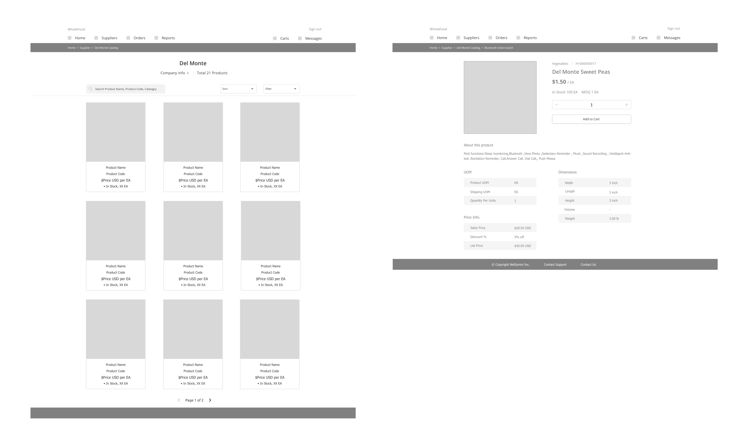 Example of mid-fidelity wireframe