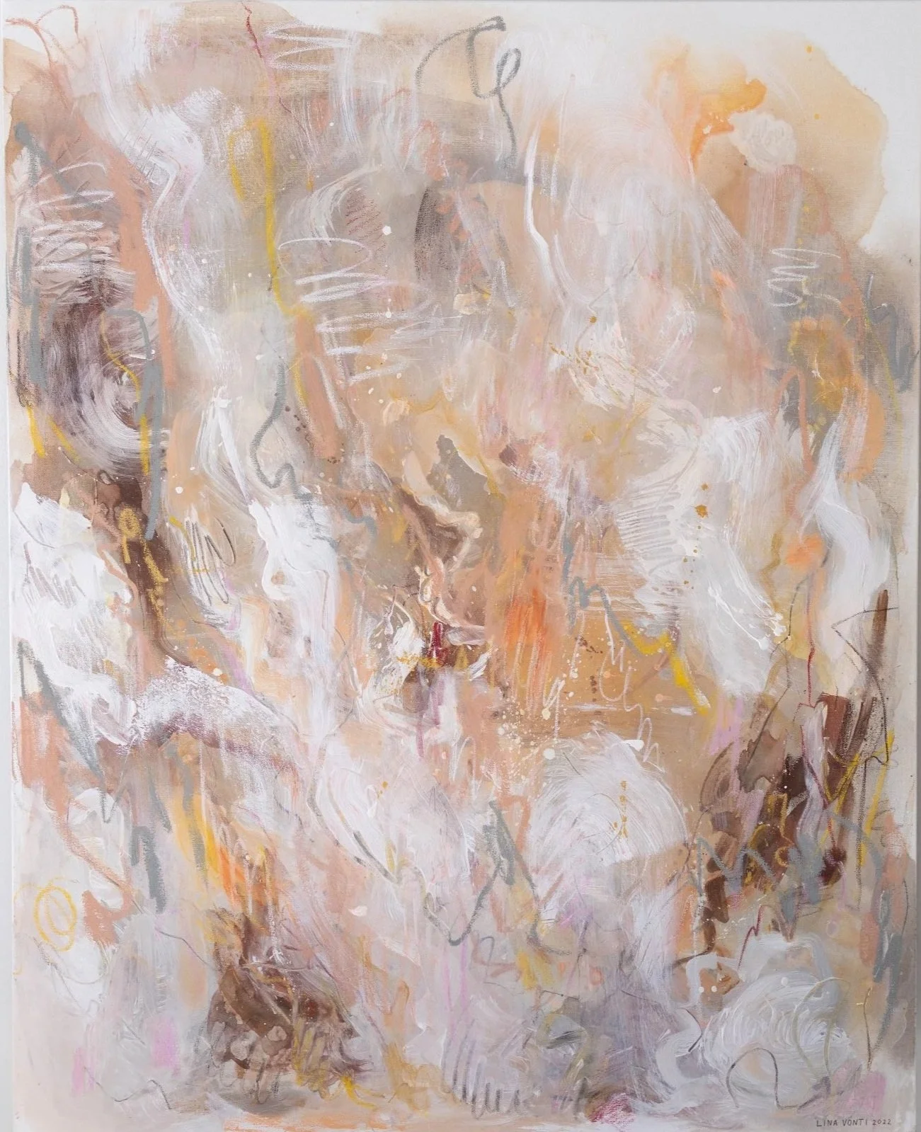  Acrylics, pigments, oil sticks and oil pastels on 80×100cm canvas, 2022 